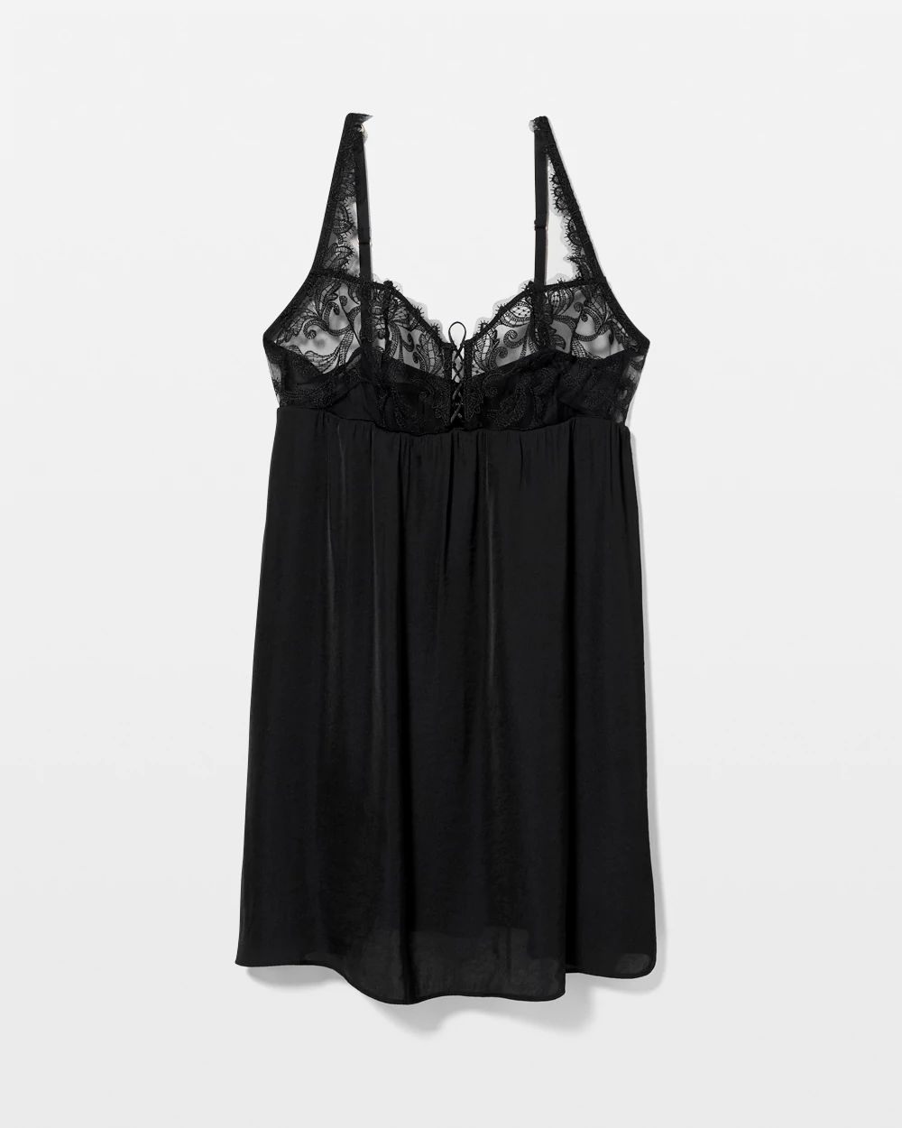 Crinkle Satin + Embroidery Babydoll Chemise | Soma